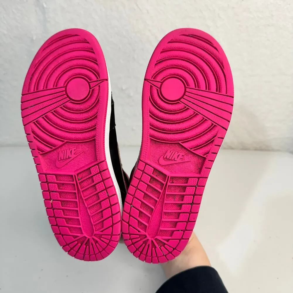 Nike Air Jordan 1 Retro High Top GG Vivid Pink & Black Sneakers Kids Size 3Y